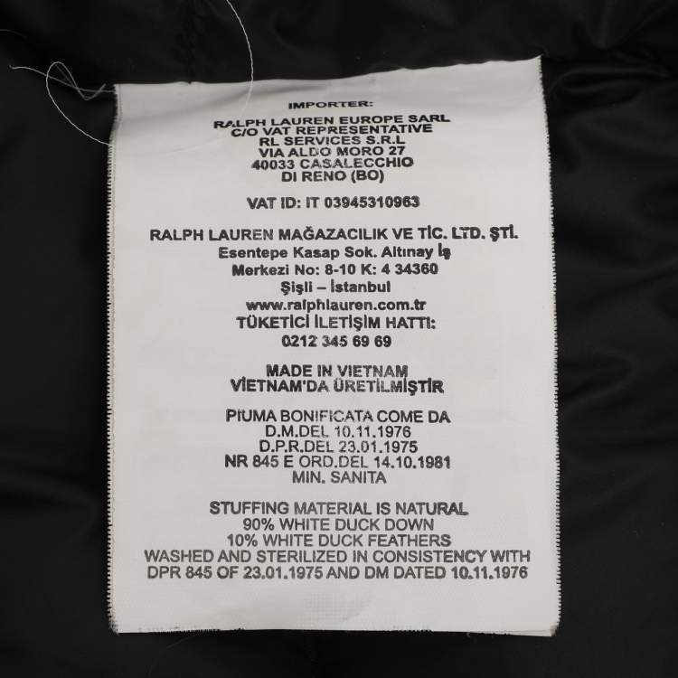 Pre Owned Polo Ralph Lauren Black Nylon Colden Packable Down Gilet Vest