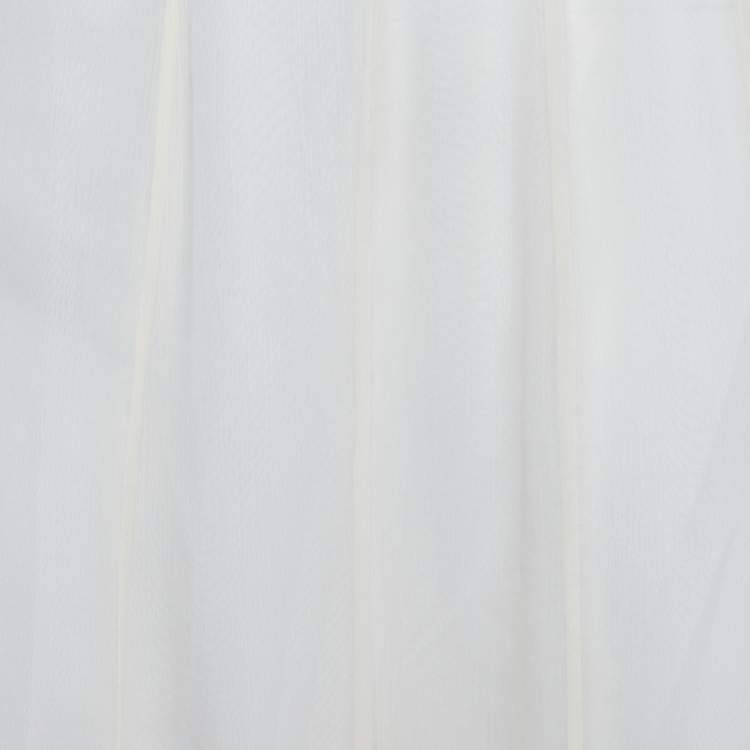 Pre Owned Polo Ralph Lauren Cream Chiffon Flared Maxi Skirt M