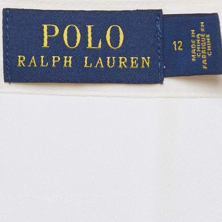 Pre Owned Polo Ralph Lauren Cream Chiffon Flared Maxi Skirt M