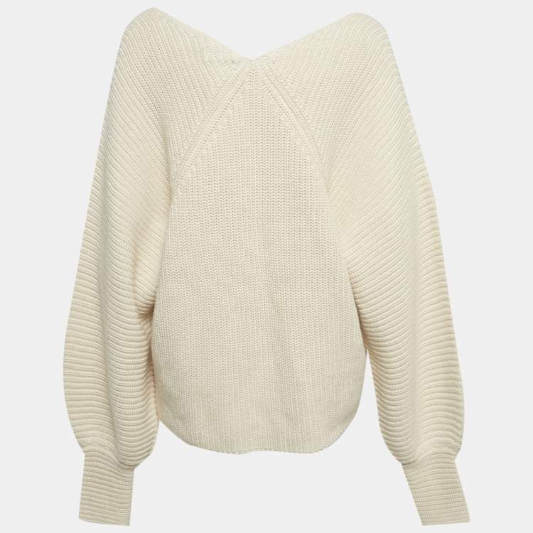 Pre Owned Polo Ralph Lauren Beige Rib Knit V-Neck Sweater XXL