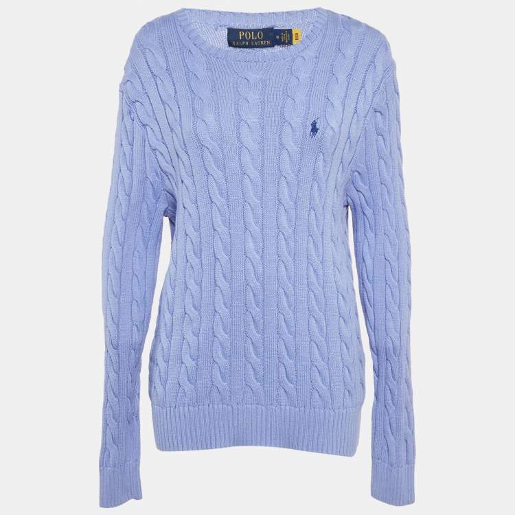 Pre Owned Polo Ralph Lauren Blue Cable Knit Sweater M