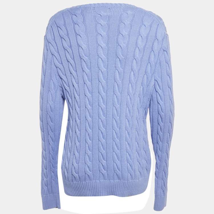 Pre Owned Polo Ralph Lauren Blue Cable Knit Sweater M