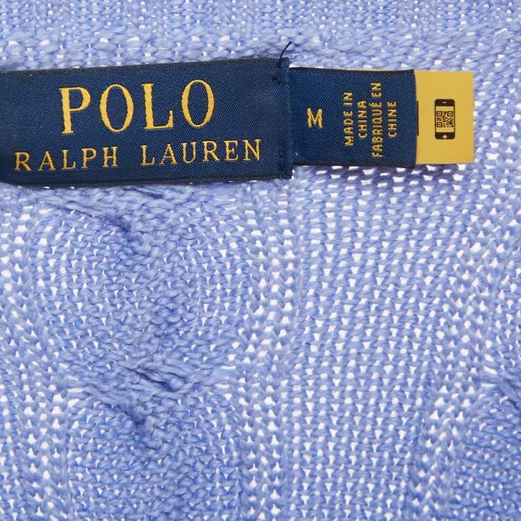 Pre Owned Polo Ralph Lauren Blue Cable Knit Sweater M