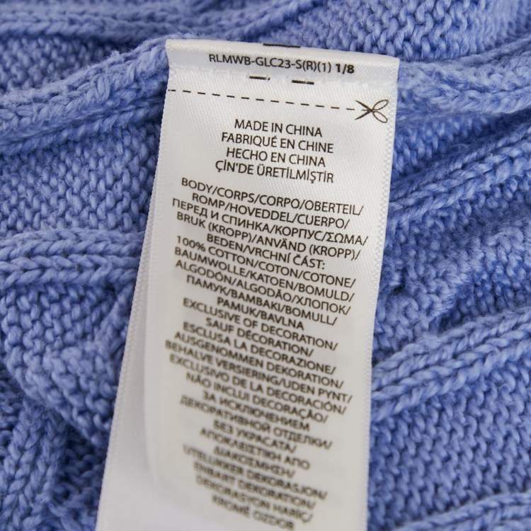 Pre Owned Polo Ralph Lauren Blue Cable Knit Sweater M