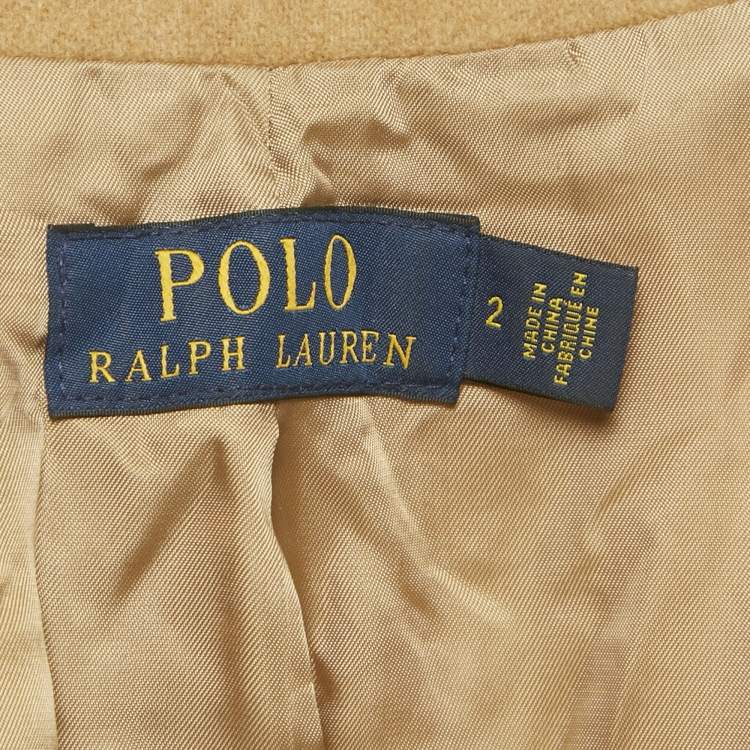 Pre Owned Polo Ralph Lauren Beige Wool Blend Mid-Length Coat S