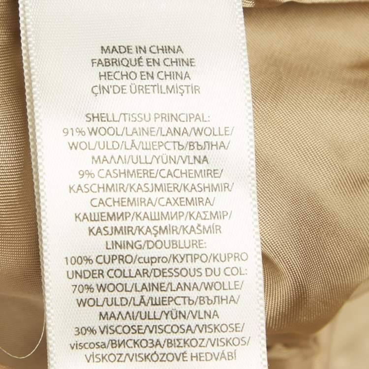 Pre Owned Polo Ralph Lauren Beige Wool Blend Mid-Length Coat S