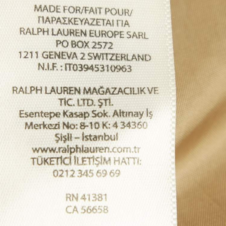 Pre Owned Polo Ralph Lauren Beige Wool Blend Mid-Length Coat S