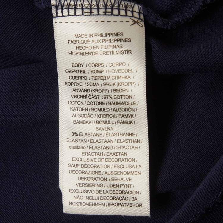 Pre Owned Polo Ralph Lauren Navy Blue Pique Slim-Fit Polo T-Shirt S