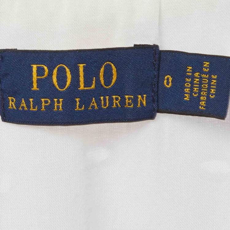 Pre Owned Polo Ralph Lauren White Linen Eyelet Belted Midi Dress XS 