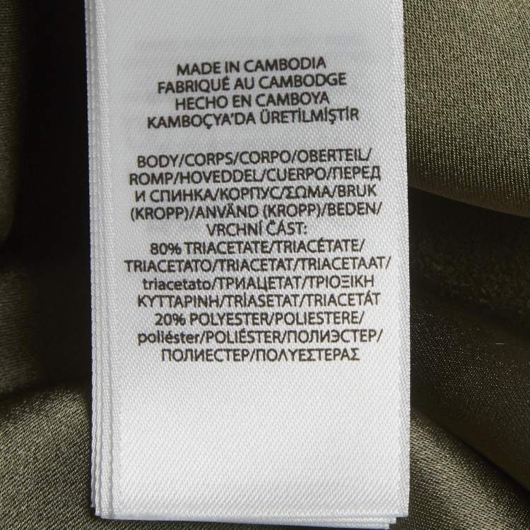 Pre Owned Polo Ralph Lauren Green Satin Midi Skirt S