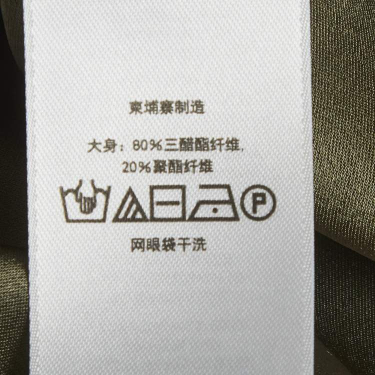 Pre Owned Polo Ralph Lauren Green Satin Midi Skirt S