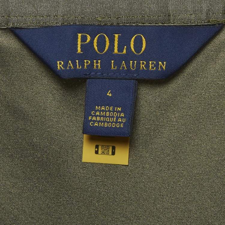 Pre Owned Polo Ralph Lauren Green Satin Midi Skirt S