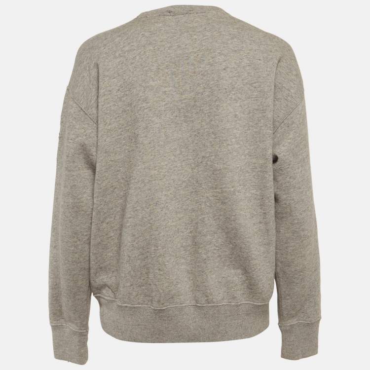 Pre Owned Polo Ralph Lauren Grey Embroidered Cotton Crewneck Sweatshirt M