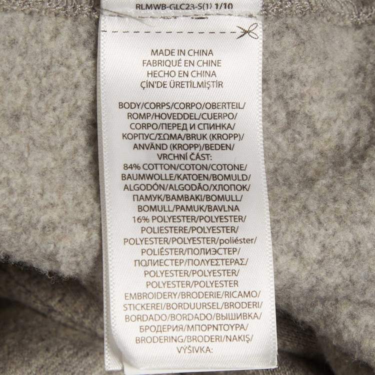 Pre Owned Polo Ralph Lauren Grey Embroidered Cotton Crewneck Sweatshirt M