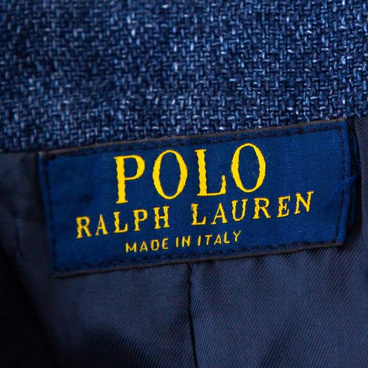 Pre Owned Polo Ralph Lauren Indigo Blue Linen Button Front Blazer S