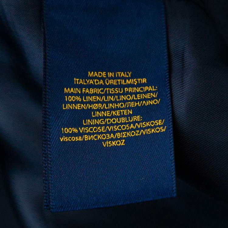 Pre Owned Polo Ralph Lauren Indigo Blue Linen Button Front Blazer S