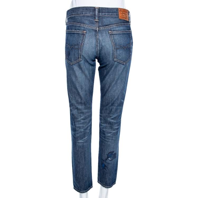 Pre Owned Polo Ralph Lauren Blue Denim Astor Slim Boyfriend Jeans M