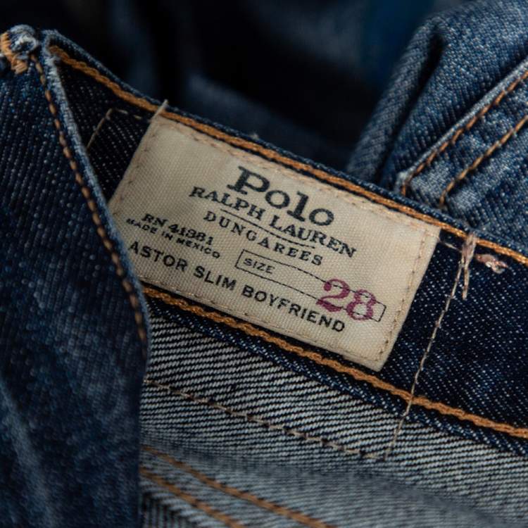 Pre Owned Polo Ralph Lauren Blue Denim Astor Slim Boyfriend Jeans M