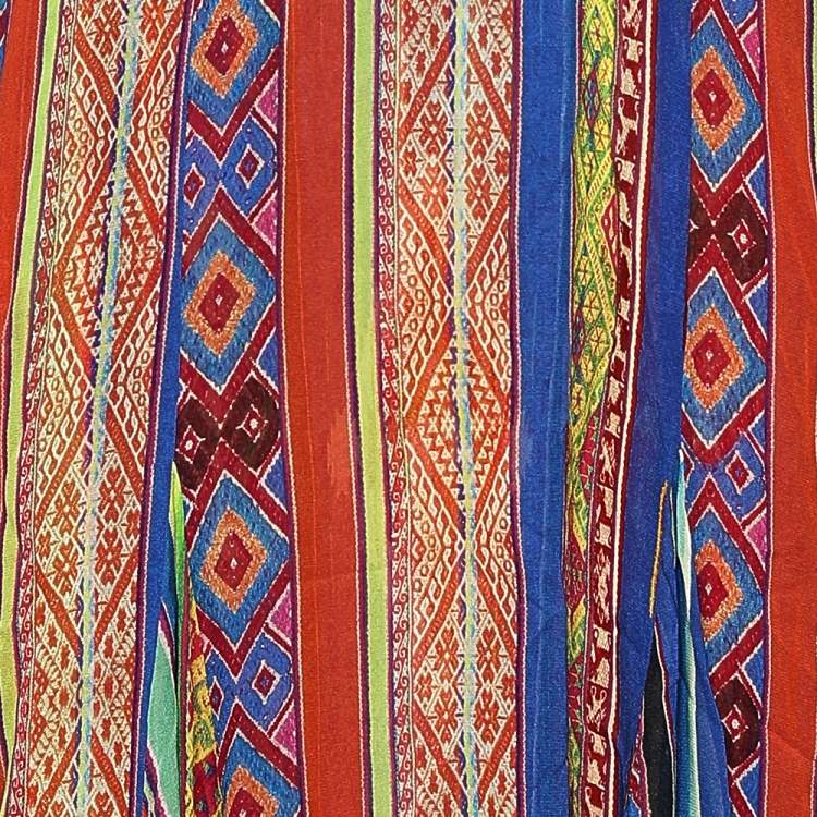 Pre Owned Polo Ralph Lauren Multicolored Printed Silk Asymmetric Hem Detail Dress M