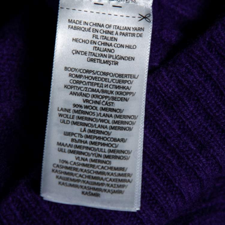 Pre Owned Polo Ralph Lauren Purple Cable Knit Wool Long Sleeve Sweater M
