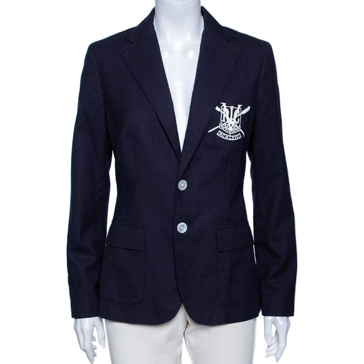 Pre Owned Polo Ralph Lauren Navy Blue Wool Greenwich Blazer M