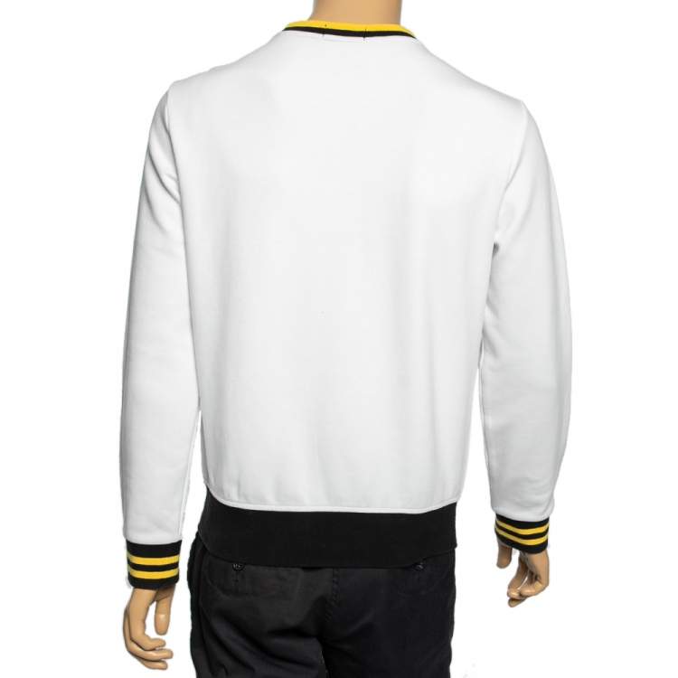 Pre Owned Polo Ralph Lauren White Knit Ski Bear Print Crewneck Sweatshirt S