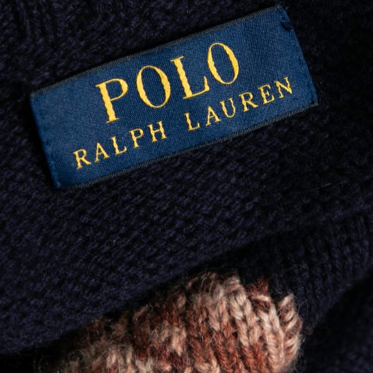 Pre Owned Polo Ralph Lauren Navy Blue Teddy Bear Wool Knit Sweater M 