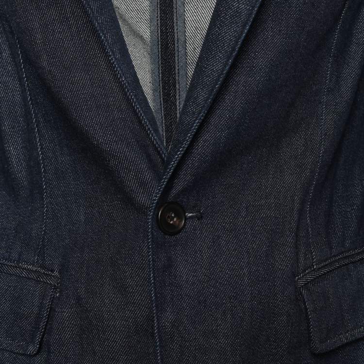 Pre Owned Polo Ralph Lauren Blue Denim Single Breasted Blazer XS