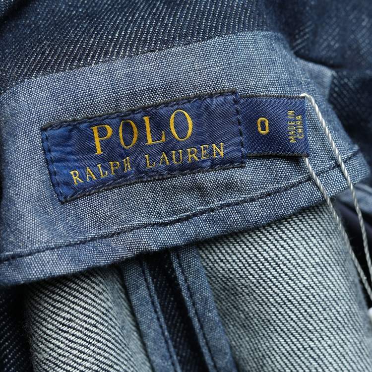 Pre Owned Polo Ralph Lauren Blue Denim Single Breasted Blazer XS