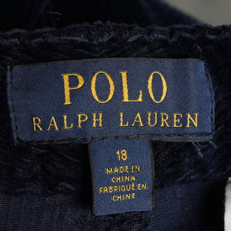 مملوكة مسبقًا Polo Ralph Lauren Navy Blue Corduroy Straight Fit Trousers XL