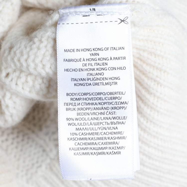 Pre Owned Polo Ralph Lauren Cream Woven Knit Button Front Cardigan XS