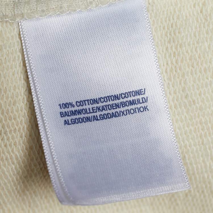 Pre Owned Polo By Ralph Lauren Cream Logo Print  Crew Neck Sweatshirt XL