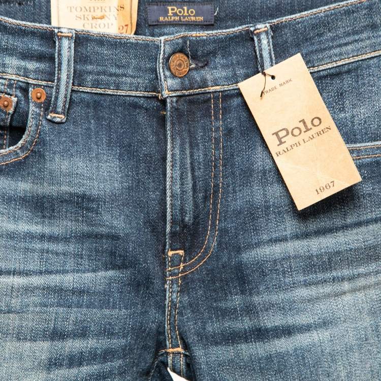 Pre Owned Polo Ralph Lauren Navy Blue Denim Tompkins Skinny Crop Jeans S