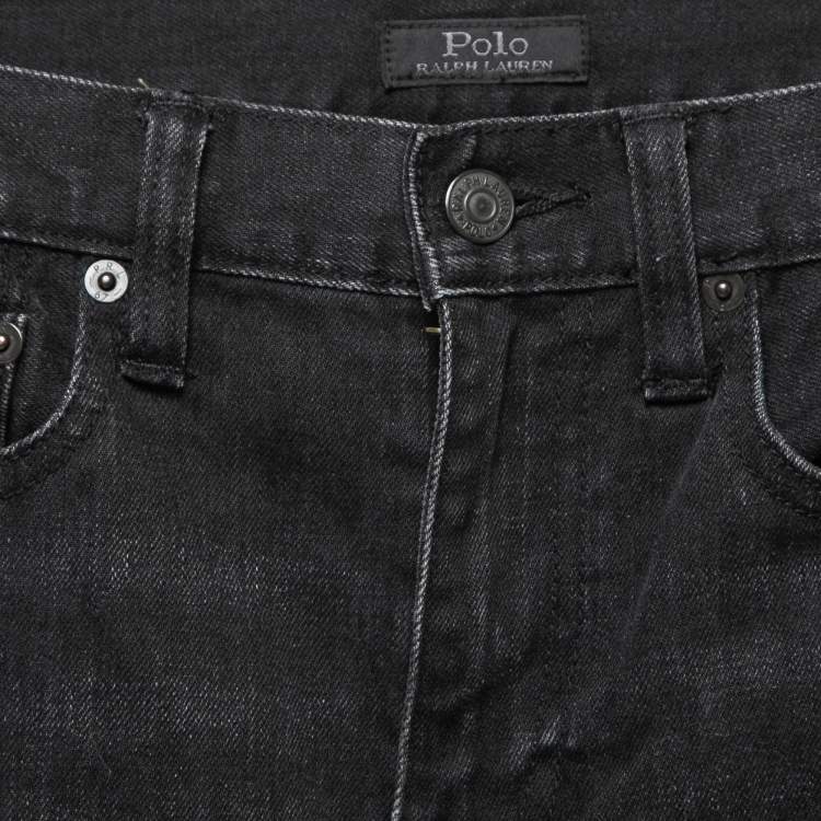 Pre Owned Polo Ralph Lauren Black and Red Side Stripe Denim Jeans S