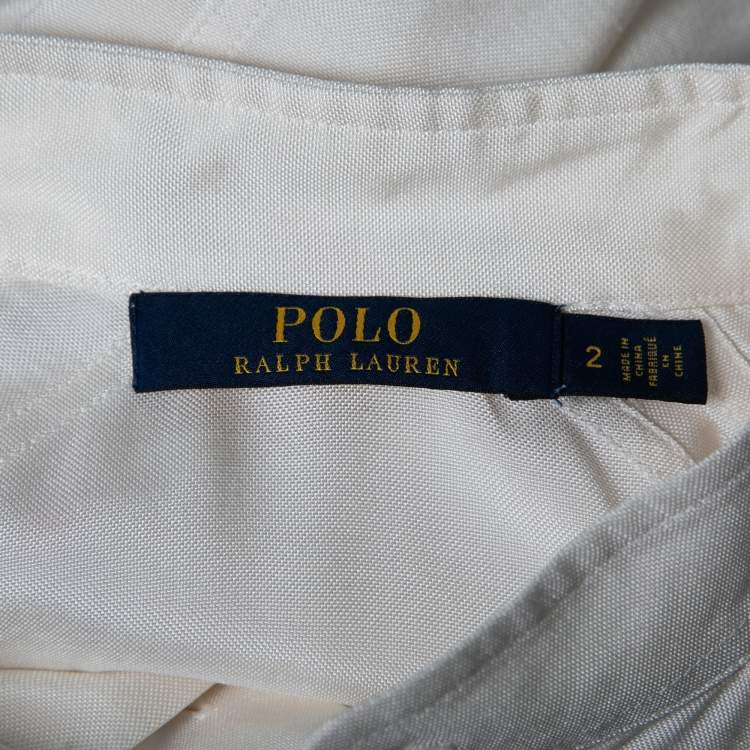 Pre Owned Polo Ralph Lauren White Satin Button Front Belted Maxi Dress S