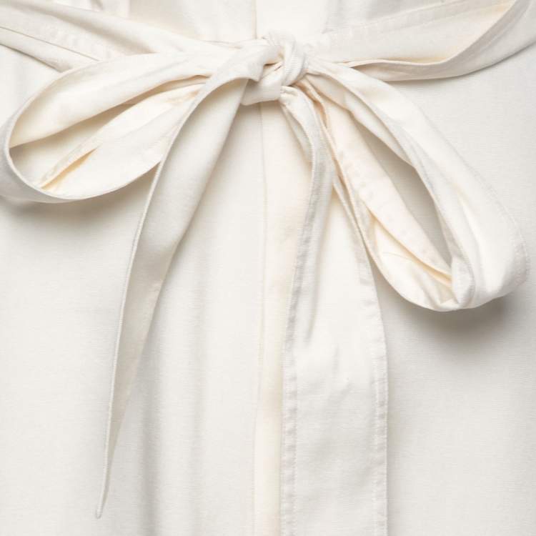 Pre Owned Polo Ralph Lauren White Satin Button Front Belted Maxi Dress S