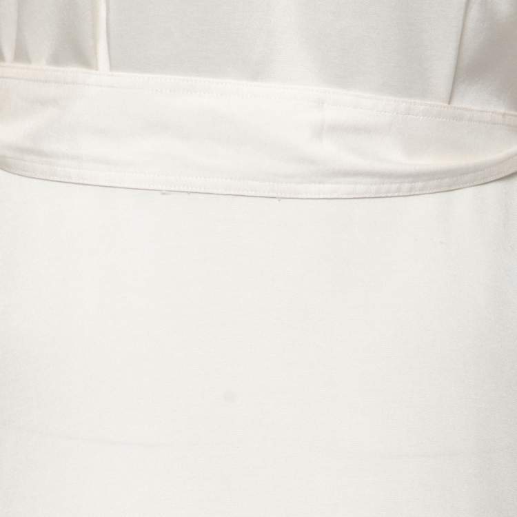 Pre Owned Polo Ralph Lauren White Satin Button Front Belted Maxi Dress S