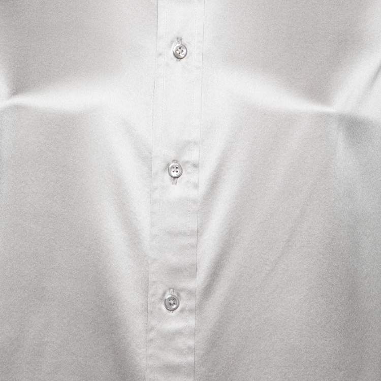 Pre Owned Polo Ralph Lauren Grey Silk Button Front Long Sleeve Shirt M