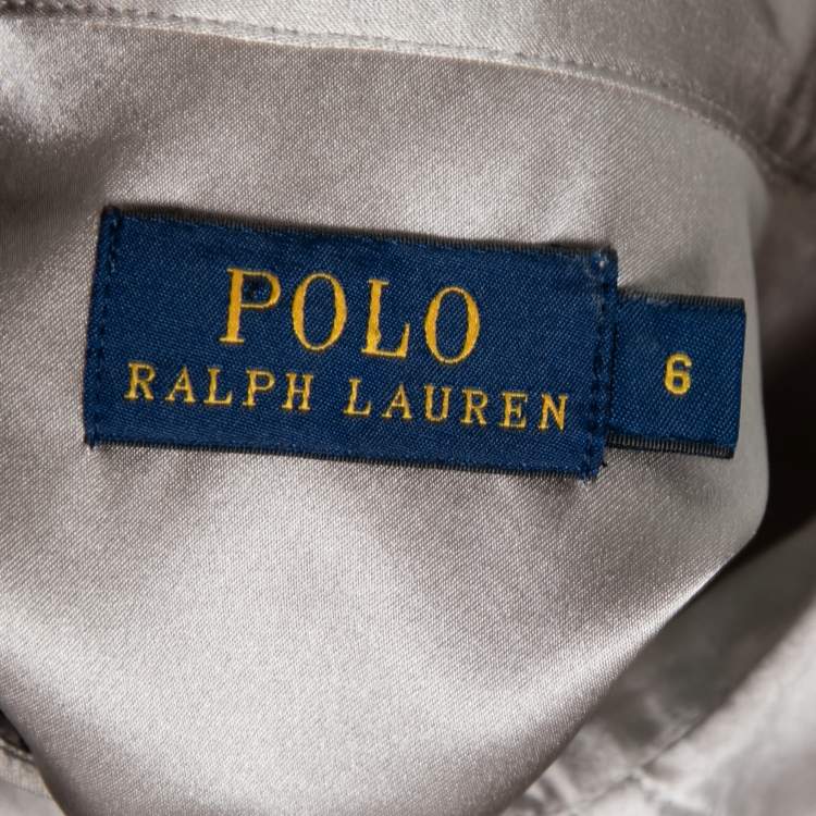 Pre Owned Polo Ralph Lauren Grey Silk Button Front Long Sleeve Shirt M