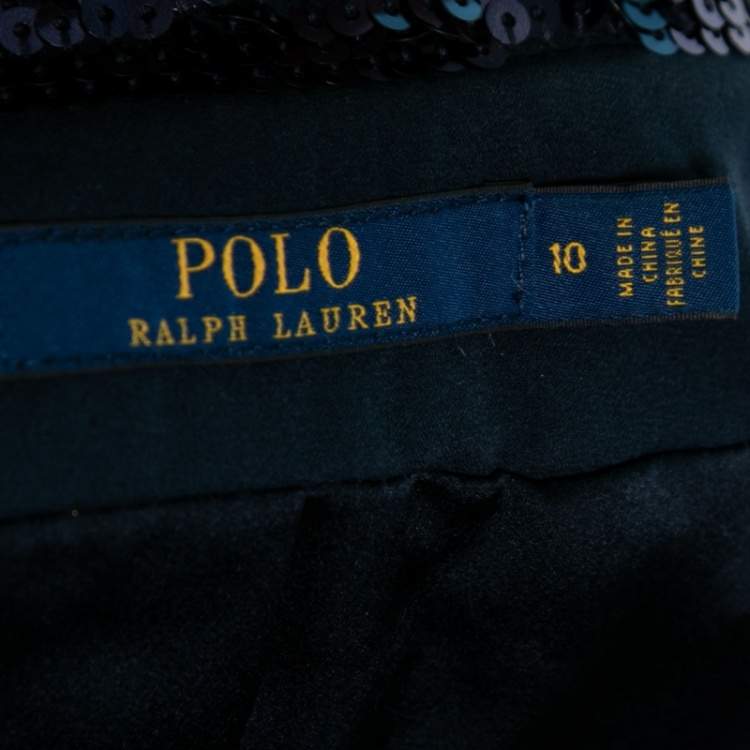 Pre Owned Polo Ralph Lauren Blue Sequin Blazer L