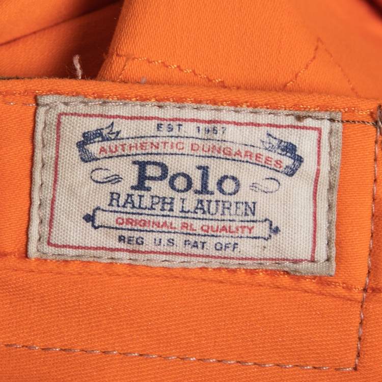 Pre Owned Polo Ralph Lauren Orange Denim Tompkins Cropped Skinny Jeans M 