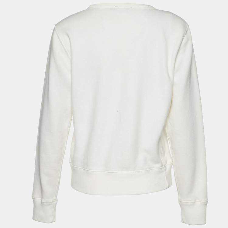 مملوكة مسبقًا Polo Ralph Lauren Off White Cotton Long Sleeve Sweatshirt M