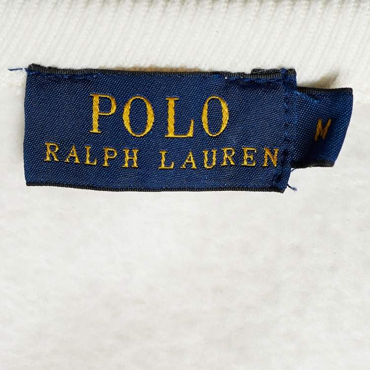 مملوكة مسبقًا Polo Ralph Lauren Off White Cotton Long Sleeve Sweatshirt M
