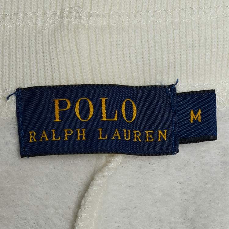 Pre Owned Polo Ralph Lauren Off White Cotton Knit Jogger Pants M
