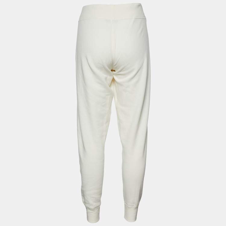 Polo Ralph Lauren Off White Cotton Knit Jogger Pants M Polo Ralph Lauren