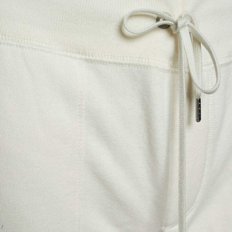 Pre Owned Polo Ralph Lauren Off White Cotton Knit Jogger Pants M