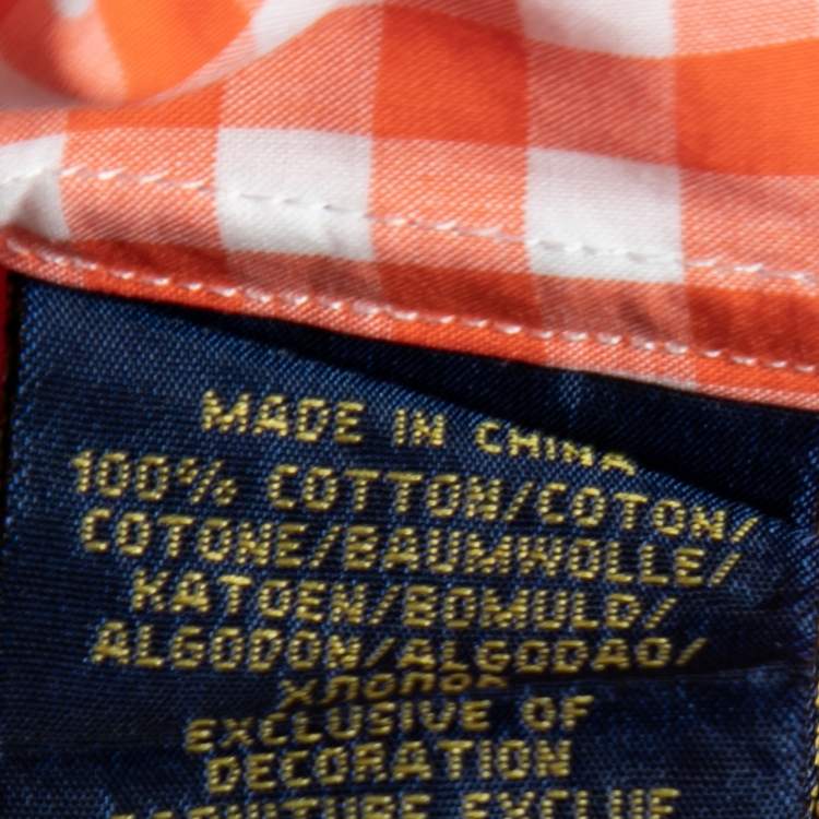 Pre Owned Polo Ralph Lauren Orange Gingham Checked Cotton Long Sleeve Shirt S