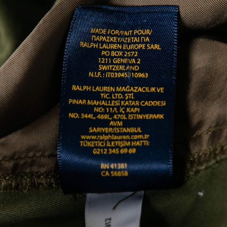 Pre Owned Polo Ralph Lauren Olive Green Cotton Cropped Trousers M  