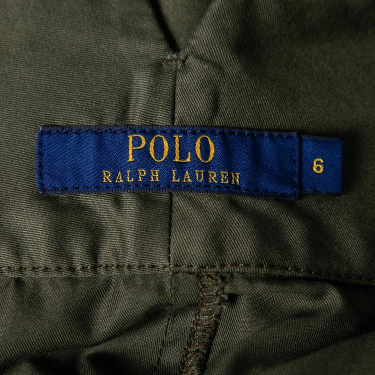 Pre Owned Polo Ralph Lauren Olive Green Cotton Cropped Trousers M  