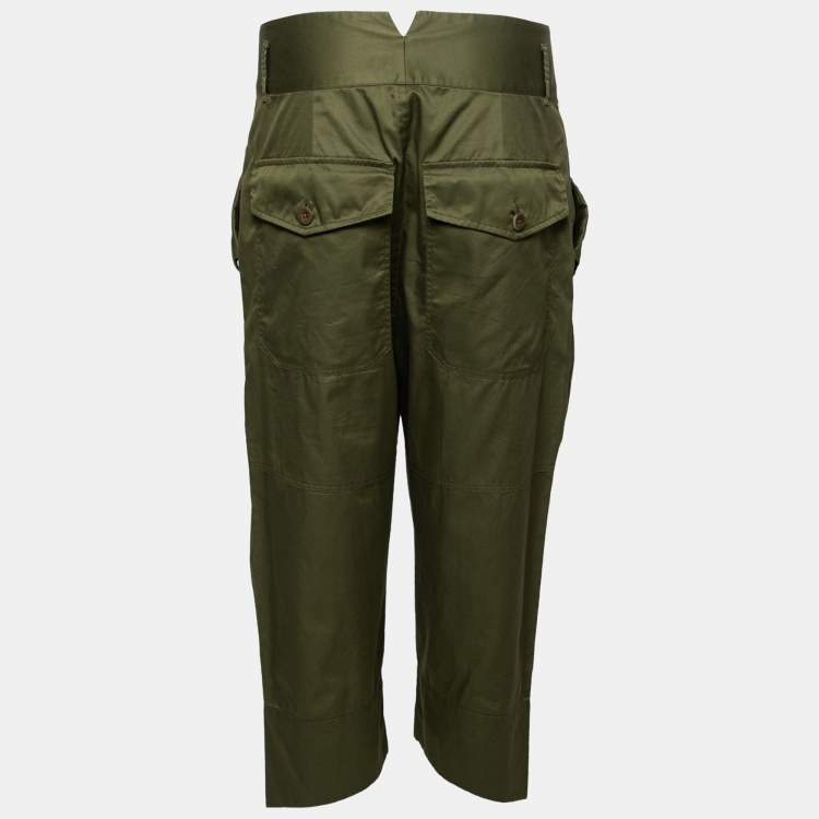 Pre Owned Polo Ralph Lauren Olive Green Cotton Cropped Trousers M  